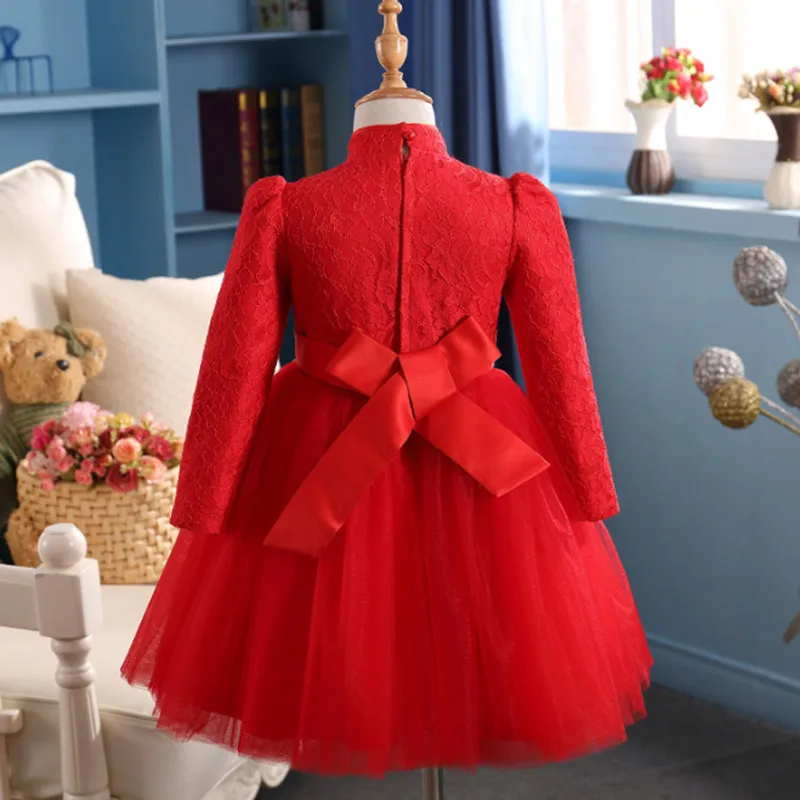 New Year's costumes for girls 2017 Baby Girl Princess Party Dress Peacock pattern Full Sleeve christmas Kids children's clothing |
