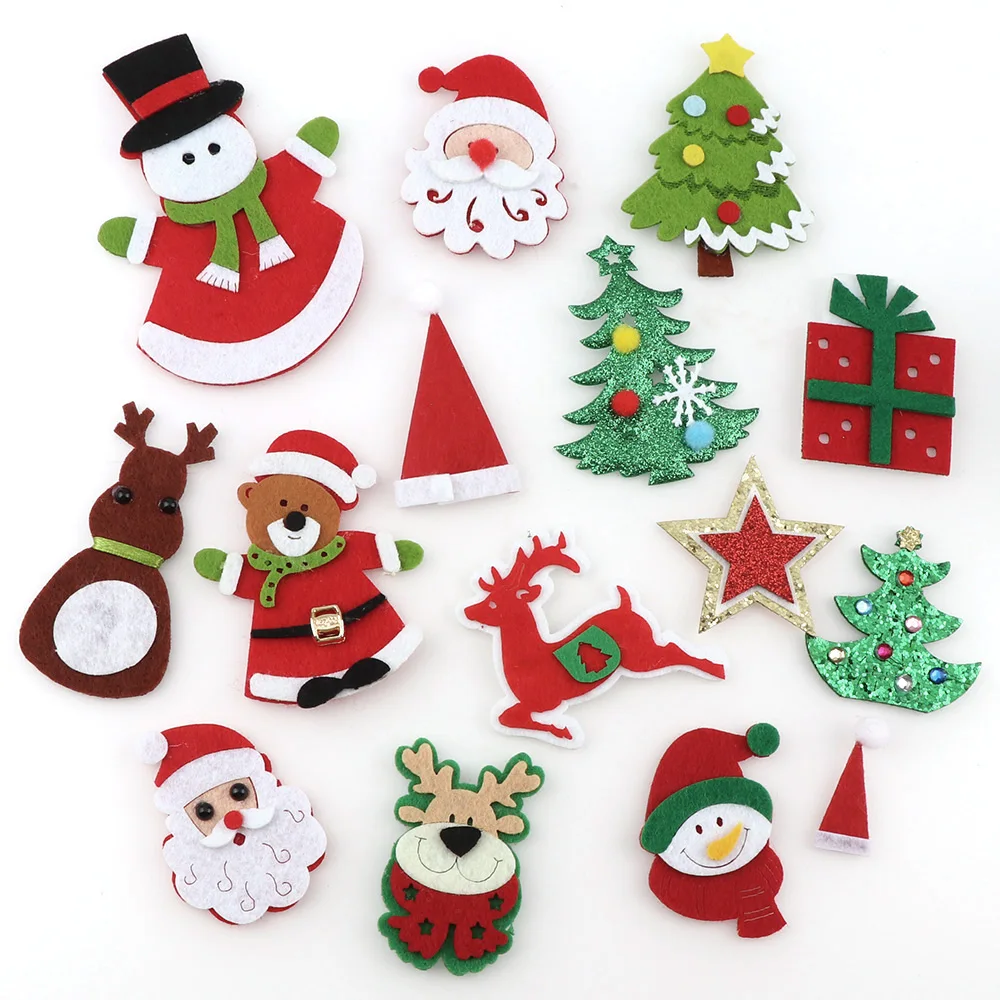 

1Pack Non-Woven Fabric Santa Claus Snowman Elk Felt Fabric Patch DIY Cloth Appliques/Craft Christmas Party Patches