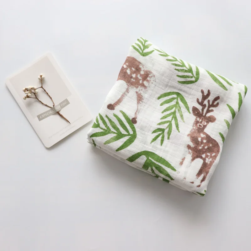 Deer Детское одеяло для новорожденных, мягкое, чистый хлопок, муслин, пеленка для младенцев, детское постельное белье, банное полотенце, Марлевое, чехол для коляски 115x115 см - Цвет: Deer