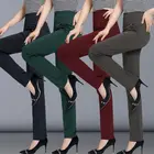 Женские брюки 2020 Весна Осень Прямые брюки тонкие повседневные женские Стрейчевые брюки черные модные джинсы офисные брюки 4XL 6xL