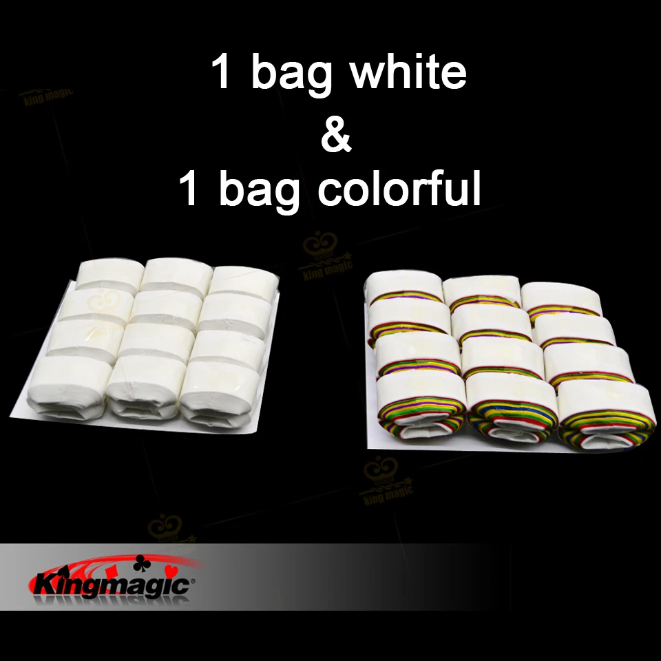 Bobina de papel para trucos de magia, 2 bolsas (1 blanca y 1 Color), trucos de magia, ilusionismo-1
