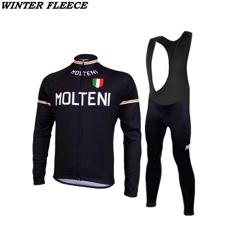 Winter Fleece Мульти Классическая тонкие или зимние Термальность флис Ретро велосипедной команды спортивный свитер с длинным рукавом, комплект Индивидуальные Дорога гонка в горах orolling - Цвет: Winter Fleece