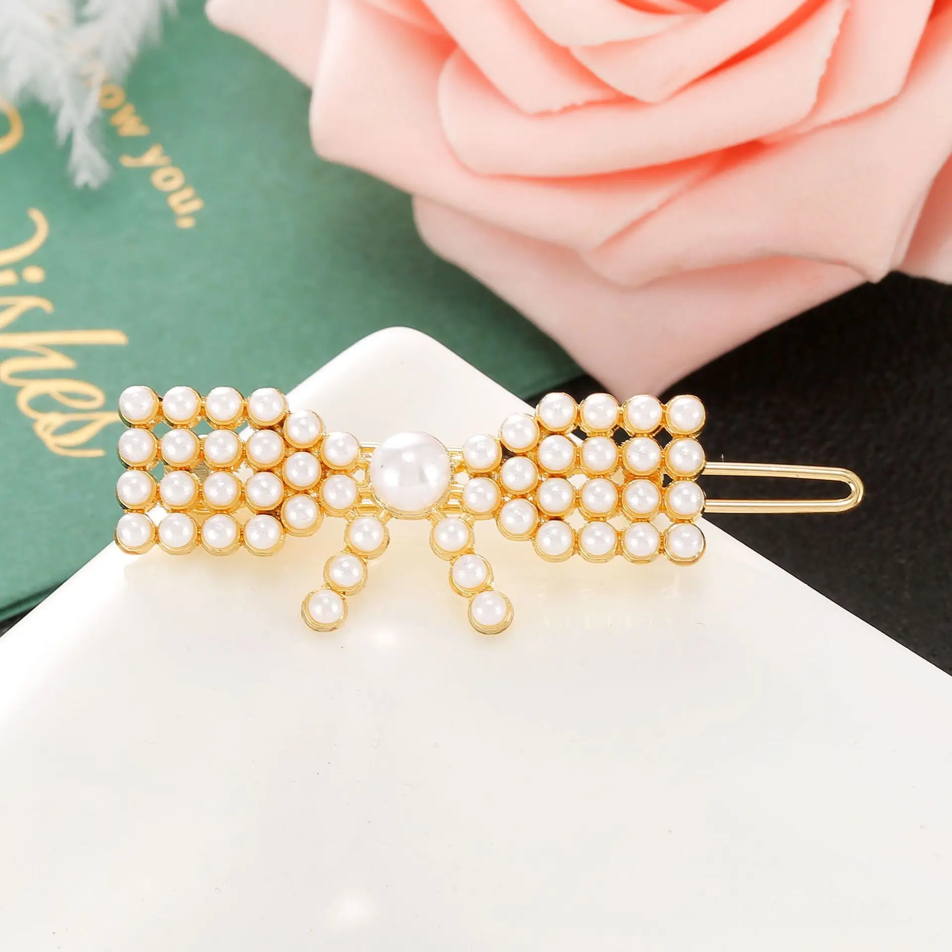 Корейские модные новые заколки для волос в виде сетки имитация Красного жемчуга