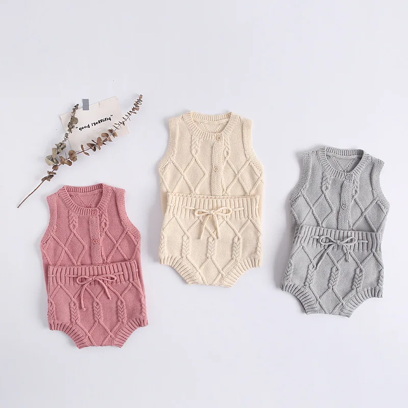 

Newborn Girls Infant Kids Knitted Sweater Crochet Tops and PP Pants Outfits Candy Color Autumn New 2pcs Sets Fashion Clothing