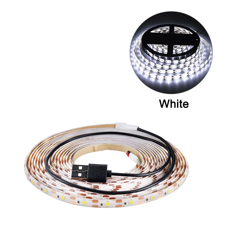cold white USB Светодиодная лента 2835SMD DC5V Гибкая светодиодный светящаяся лента 1 м 2 м 3 м 4 м 5 м HD ТВ Настольный экран подсветка светильник - Испускаемый цвет: cold white