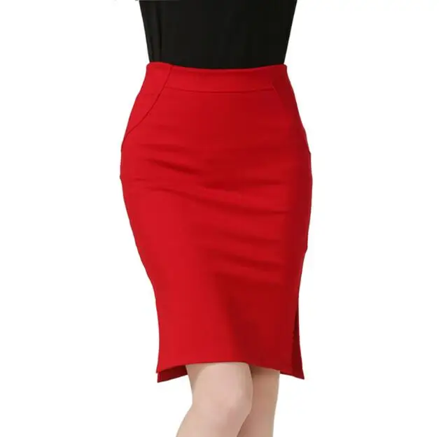 

Plus Size Women's England Style Package Hip Stretch Split High Waist Pencil Skirt faldas mujer S-5XL