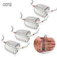 5pcs stainless steel wire fishing lure conical cage fish bait lure fishing accessory bait cage fishing trap basket feeder holder