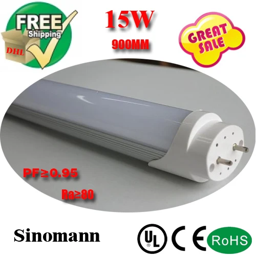 T8 трубка 90cm15w 1600LM SMD2835 25LM/PC 98 светодиодов/PC AC85 265V высокое PF & Ra UL/CE/RoHS одобрено 5 лет