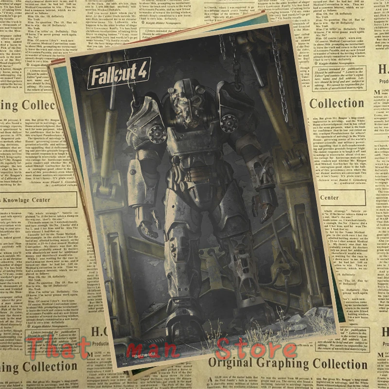 Fallout 3 4 игровой Плакат Украшение для домашнего интерьера крафт-игра плакат рисунок core наклейки на стену 42*30 см
