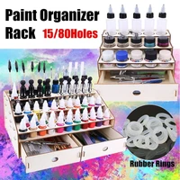 3 layers wooden pigment bottle drawer drawing storage organizer color paint ink brush stand rack modular holder 1580 holes