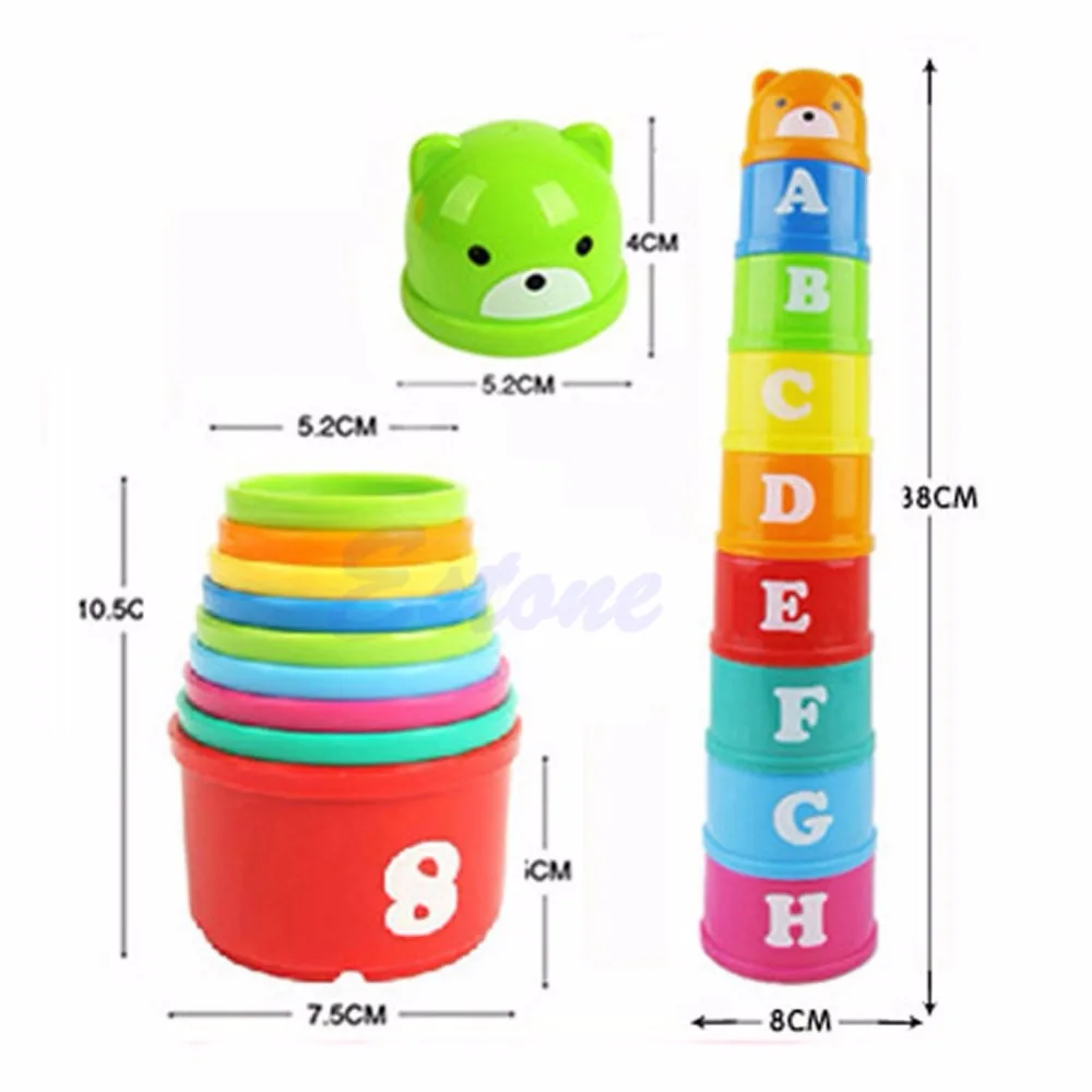 

New 1 Set Baby Children Kids Educational Toy Figures Letters Folding Cup Pagoda