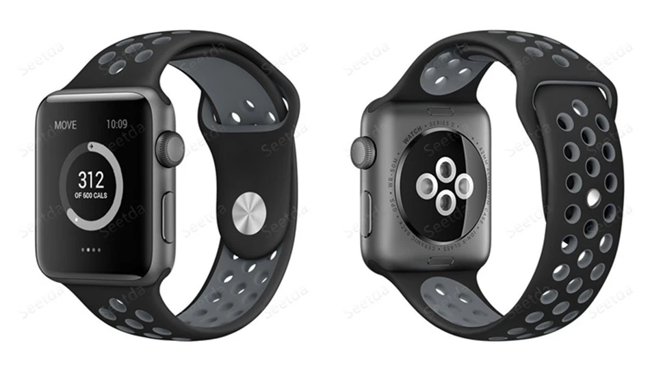 Для Apple Watch, версии 3, 2, 1 ремешок спортивный браслет силиконовый ремешок 42 мм, 38 мм, браслет из нержавеющей стали Смарт-часы напульсник Для мужчин Для женщин ремень резиновый наручных часов iWatch, ремешок