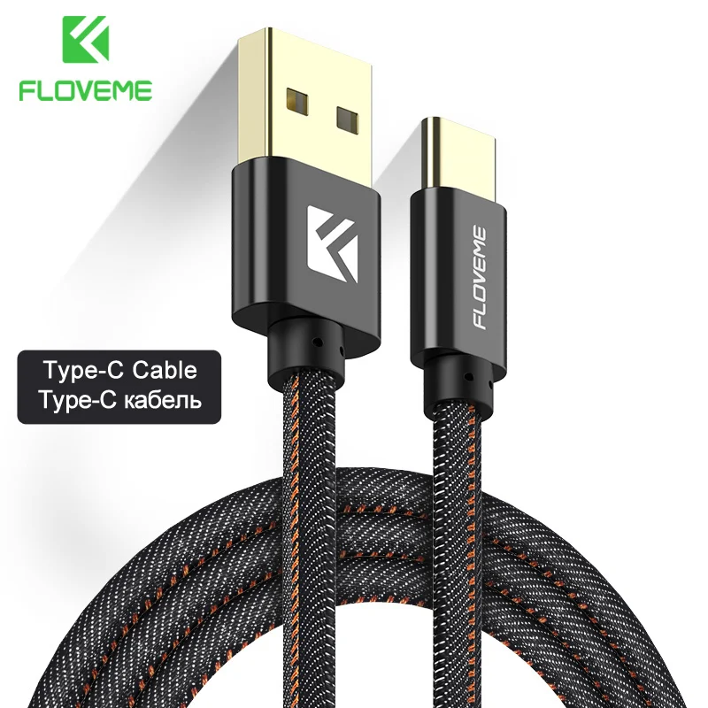 Black FLOVEME USB C кабель для OnePlus 6 5T 5 3T 3 2 Demin Cowboy usb type C кабель для One Plus 5T 6 3T 2 зарядный Кабо для Honor 9 - Цвет: Black