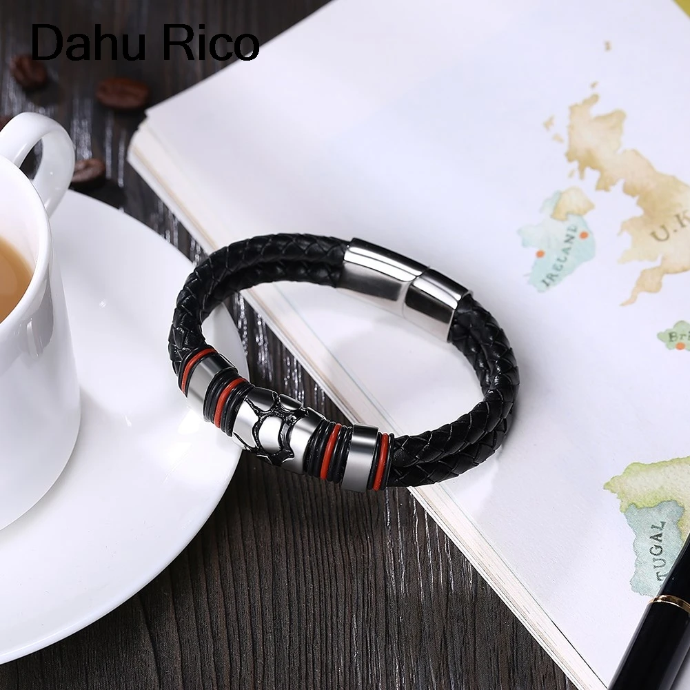 leather stainless steel accessories women ofertas calientes con envio gratis new york snap punk rock Dahu Rico bracelets | Украшения и