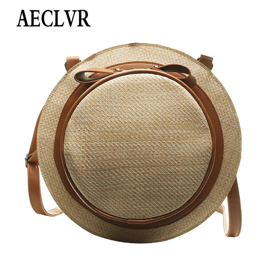 AECLVR круглые соломенные сумки для женщин летняя сумка из ротанга ручной работы