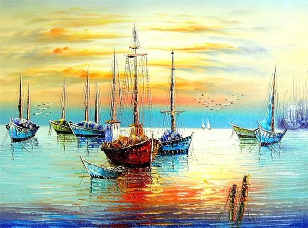 5D needlework Diy diamond painting cross stitch kits full resin square embroidery Mosaic Home Decor landscape boat |