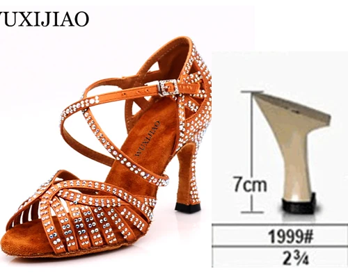 bronze heel 7cm WUXIJIAO Танцевальная обувь джаз обувь для латинских танцев для женщин сальса латинские туфли для девочек бальные туфли для латинских танцев черная бронзовая кожа Curban Heel - Цвет: bronze heel 7cm