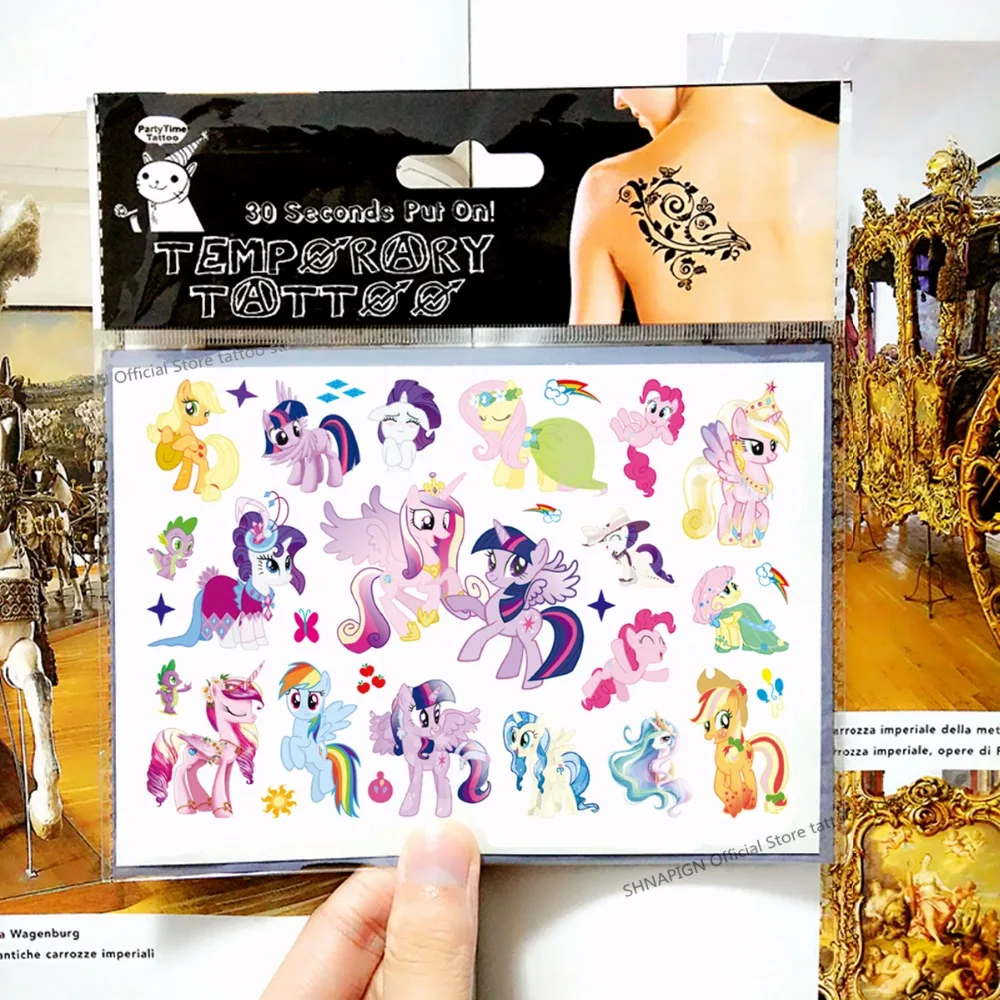 SHNAPIGN милый пони Детский мультфильм временная наклейка Модный летний стиль Эльза