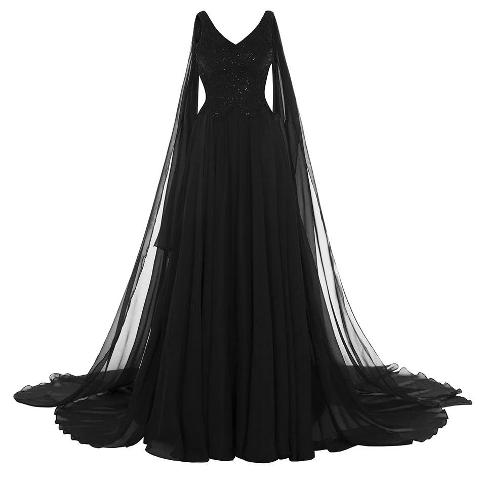 Dressv Красное длинное вечернее платье с v-образным вырезом Дешевое кружевное свадебное вечернее платье ТРАПЕЦИЕВИДНОЕ вечернее платье es - Цвет: Black