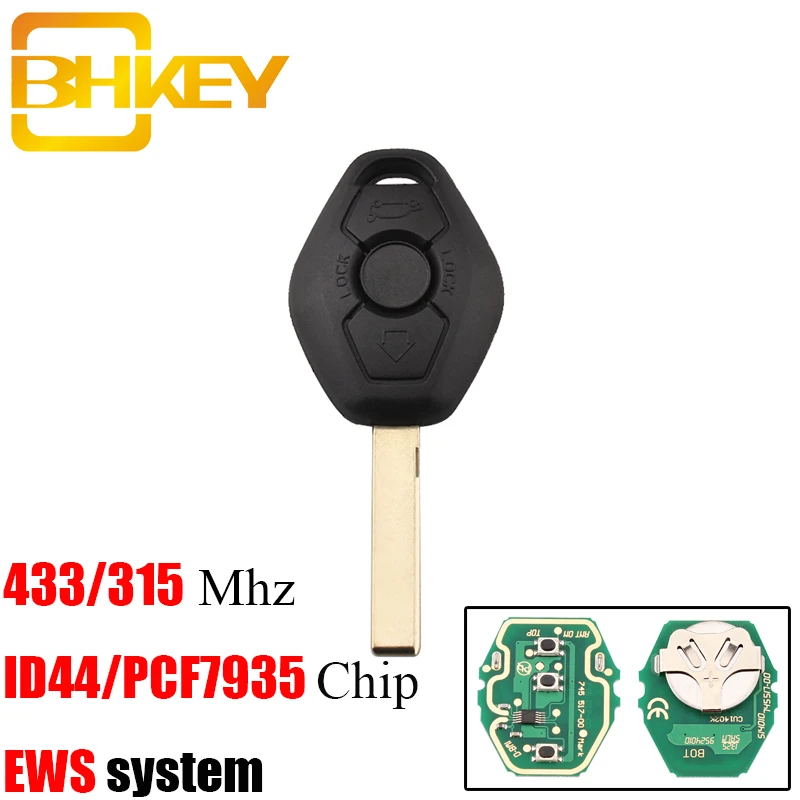 Дистанционный ключ BHKEY 433/315 МГц для BMW EWS X3 X5 Z3 Z4 1/3/5/7 серии ID44/PCF7935 БЕСКЛЮЧЕВОЙ
