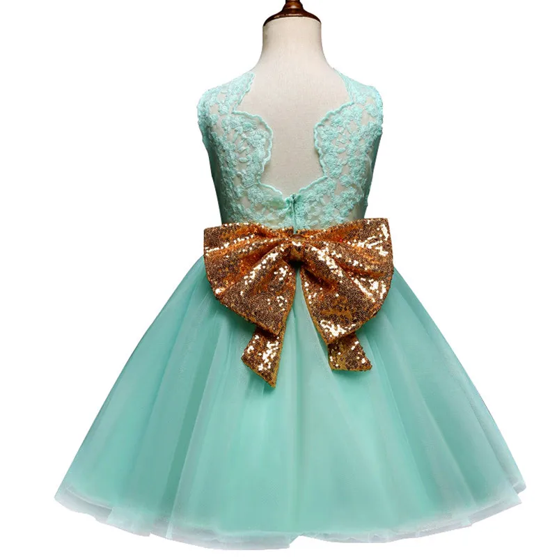 Gold Sequins Bow Baby Girl Dress Children's Princess Dresses For Girls Tutu 1-5 Year Birthday Outfit Brand Toddler Clothing | Детская