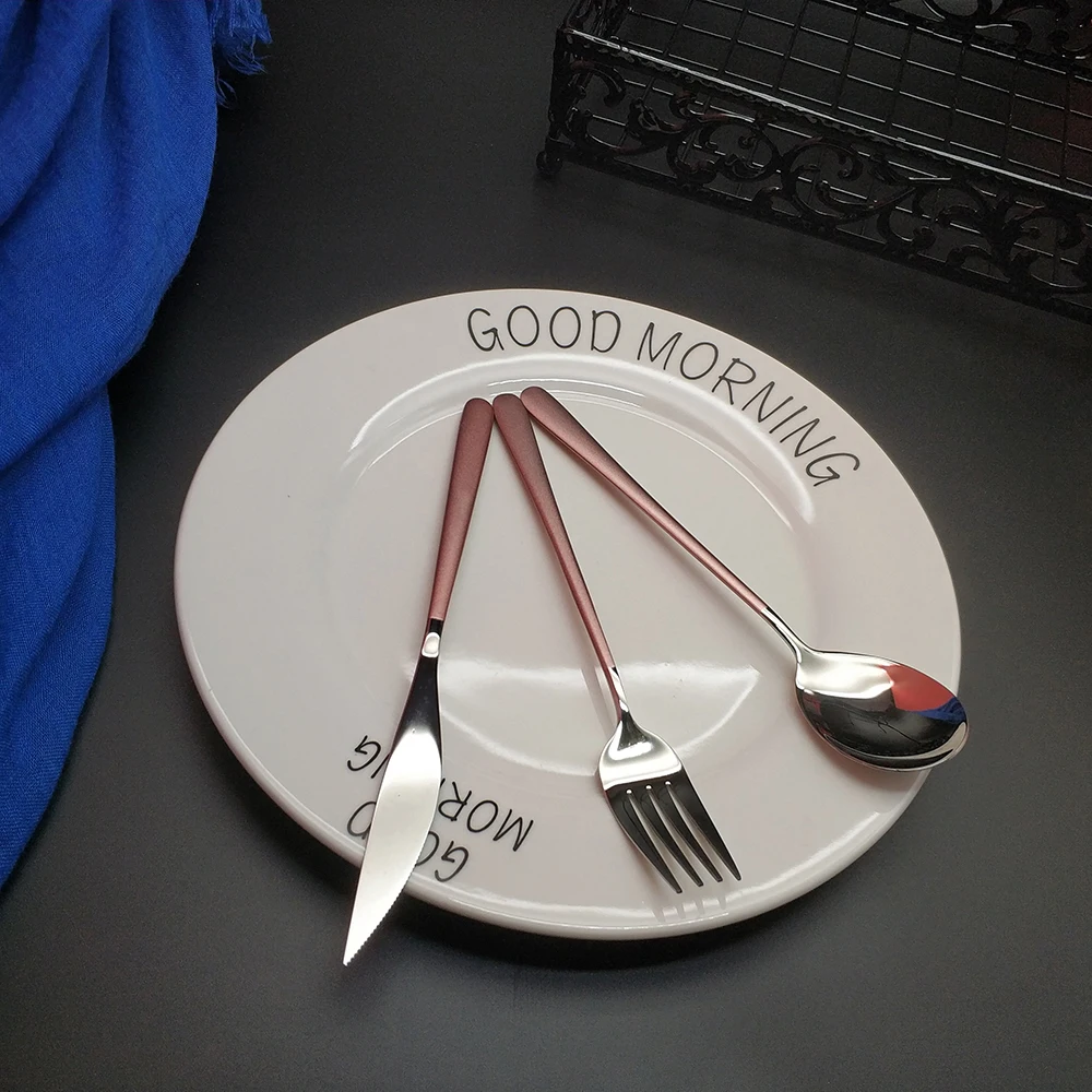 Лучшие продажи 24 шт желаемый розовый серебряный столовая посуда Кухня 304 нож из