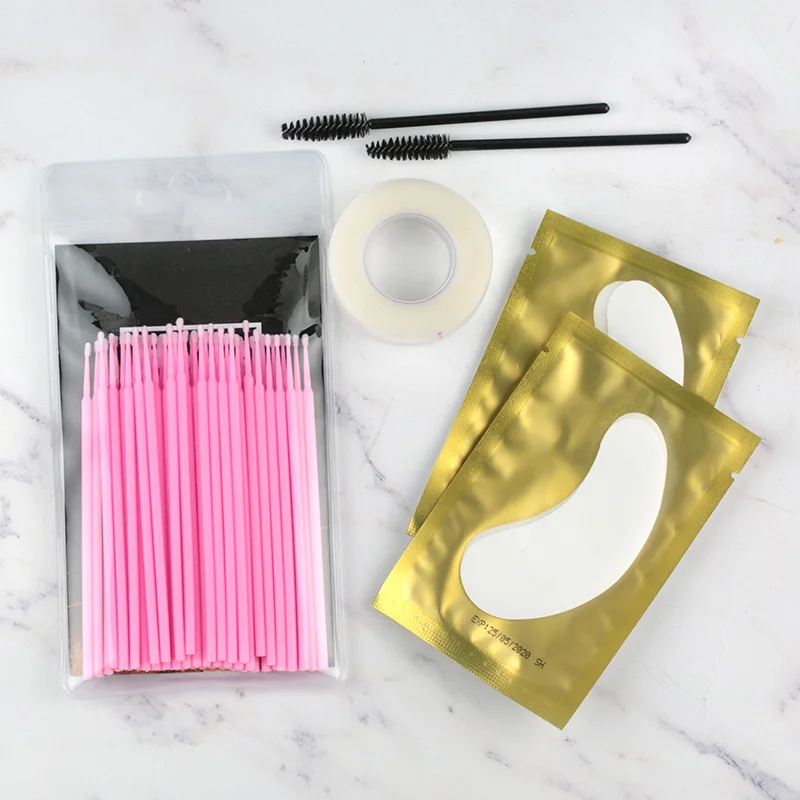 Pink M Set 50 шт., набор инструментов для наращивания ресниц с микрощёткой для ресниц, одноразовые кисти для макияжа, индивидуальные палочки для удаления ресниц, Аппликаторы - Цвет: Pink M Set