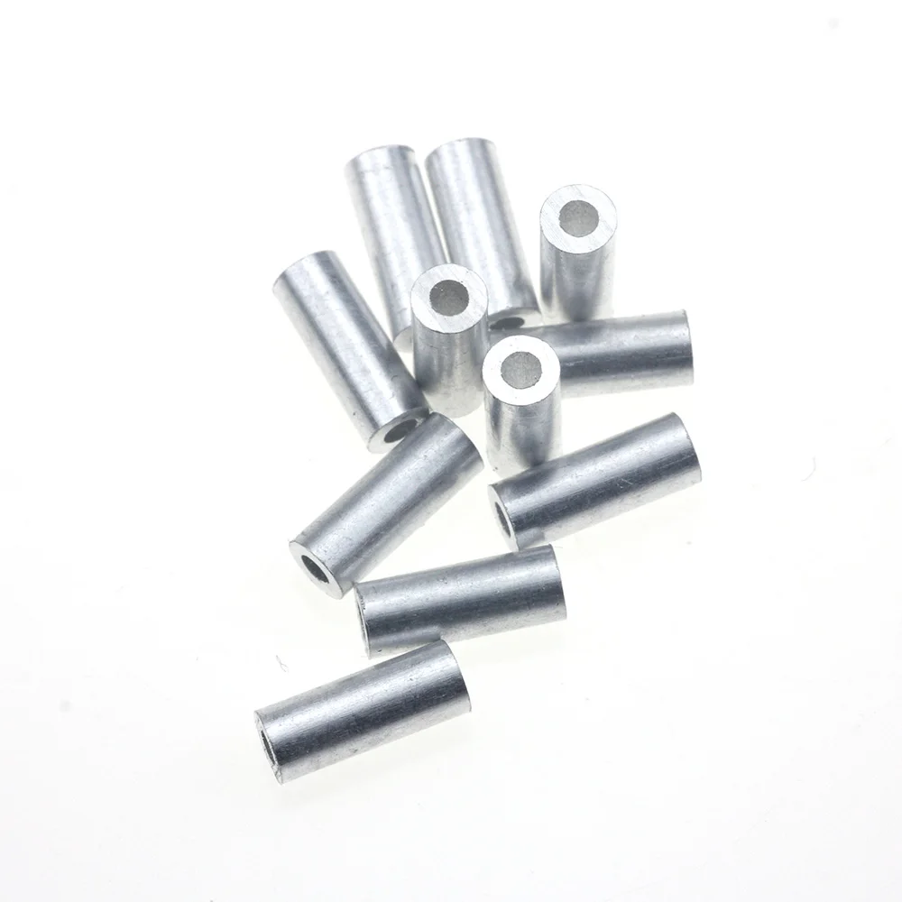 

Rompin 100pcs/lot White Round Real Aluminum Tube Wire Pipe Crimp Sleeves Sea Fishing Line Tube accessories