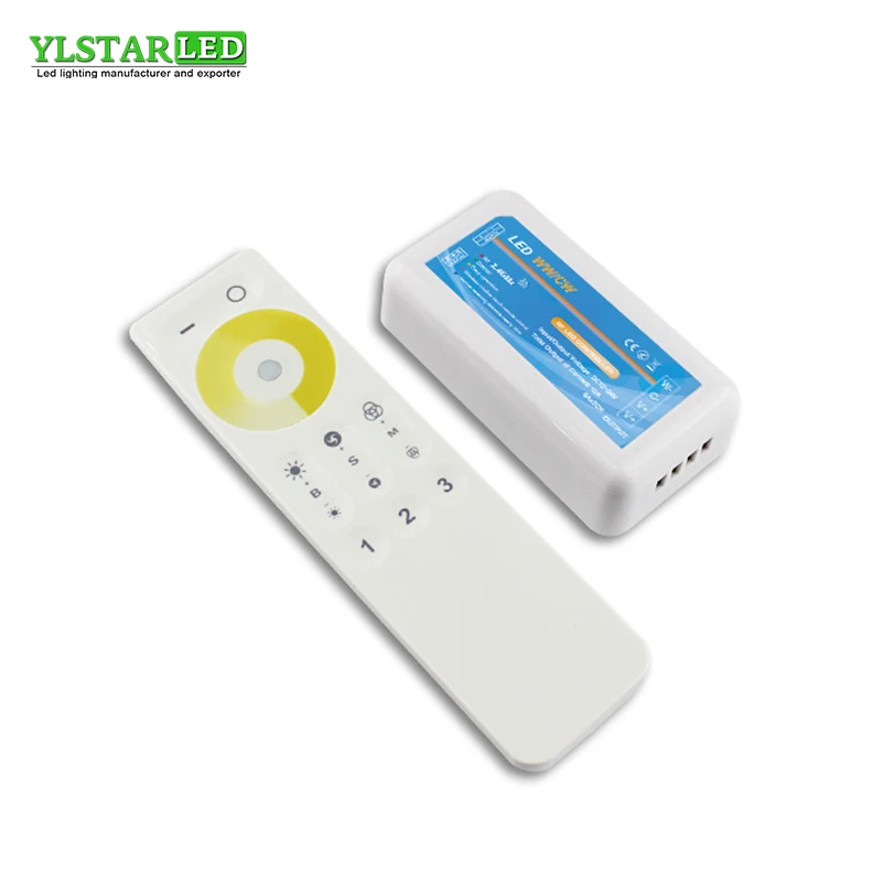 YLSTAR 12 V 24 V 2,4G РФ Беспроводной 3 зоны Цвет Температура Регулируемая ССТ регулятор мощности света диммер для WW/CW двойной светодиодный лампы Газа