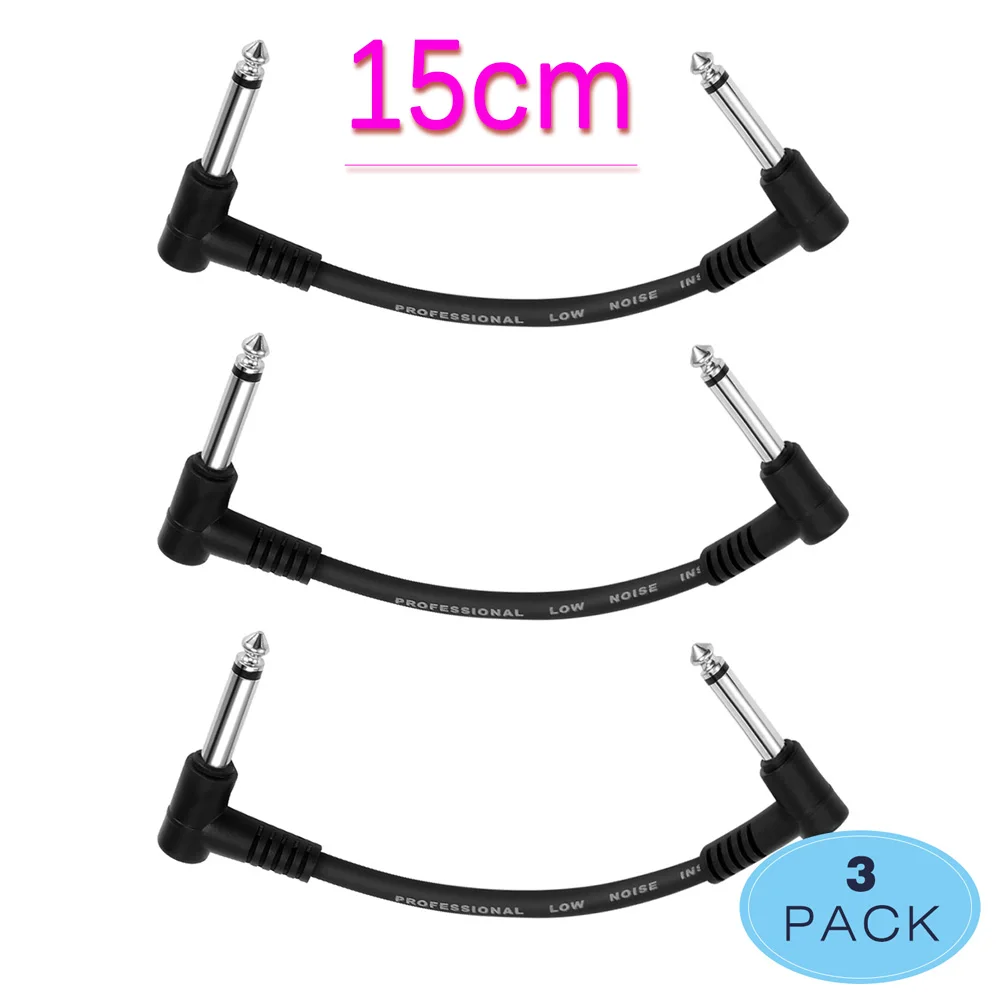 3Pcs-15cm Доннер 3, 6 штук в партии, гитарная педаль патч аудио кабель 15/30 см правый угол Plug гитарные педали эффектов Соединительный кабель провод шнур аксессуары - Цвет: 3Pcs-15cm