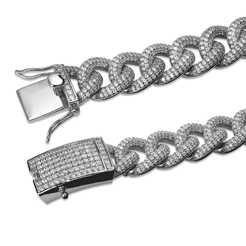 В стиле хип хоп Bling Круглый кубинская цепь Цепочки и ожерелья с креплением микро