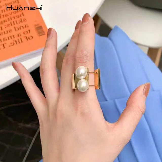 HUANZHI новый дизайн золотые металлические складные геометрические Необычные