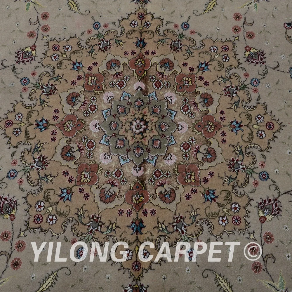 Восточные шерстяные коврики Yilong 6 'x 9' с ручным узлом бежевые толстые