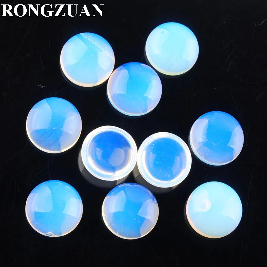 White opal RONGZUAN, натуральные камни, аметисты, розовые кварты, лазурит, 12 мм, круглая плоская спина, кабошон, кабина, без отверстий, ювелирные изделия, 10 шт., TBU329 - Цвет: White opal