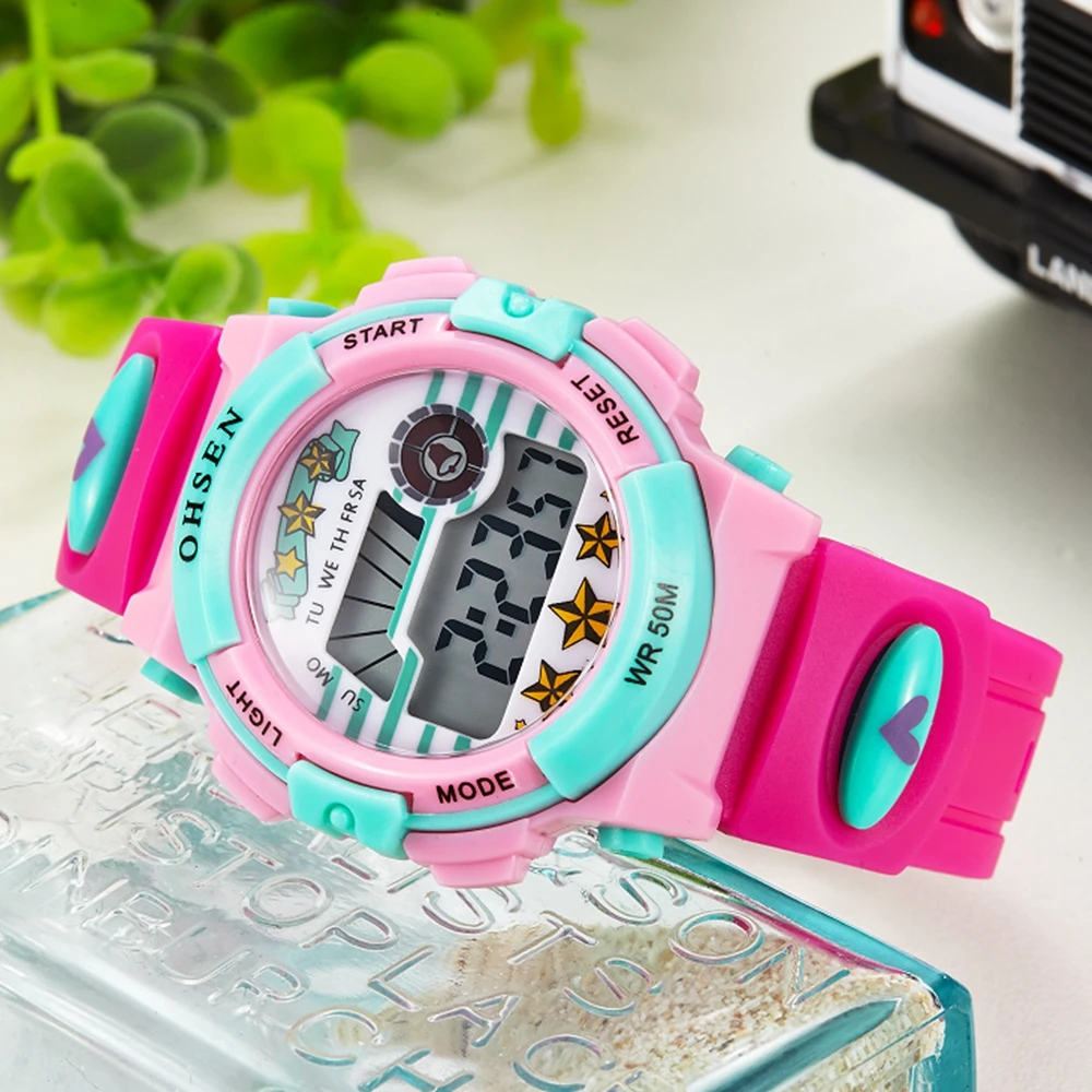 Цифровые часы OHSEN LED водостойкие детские спортивные модные резиновые с датой и