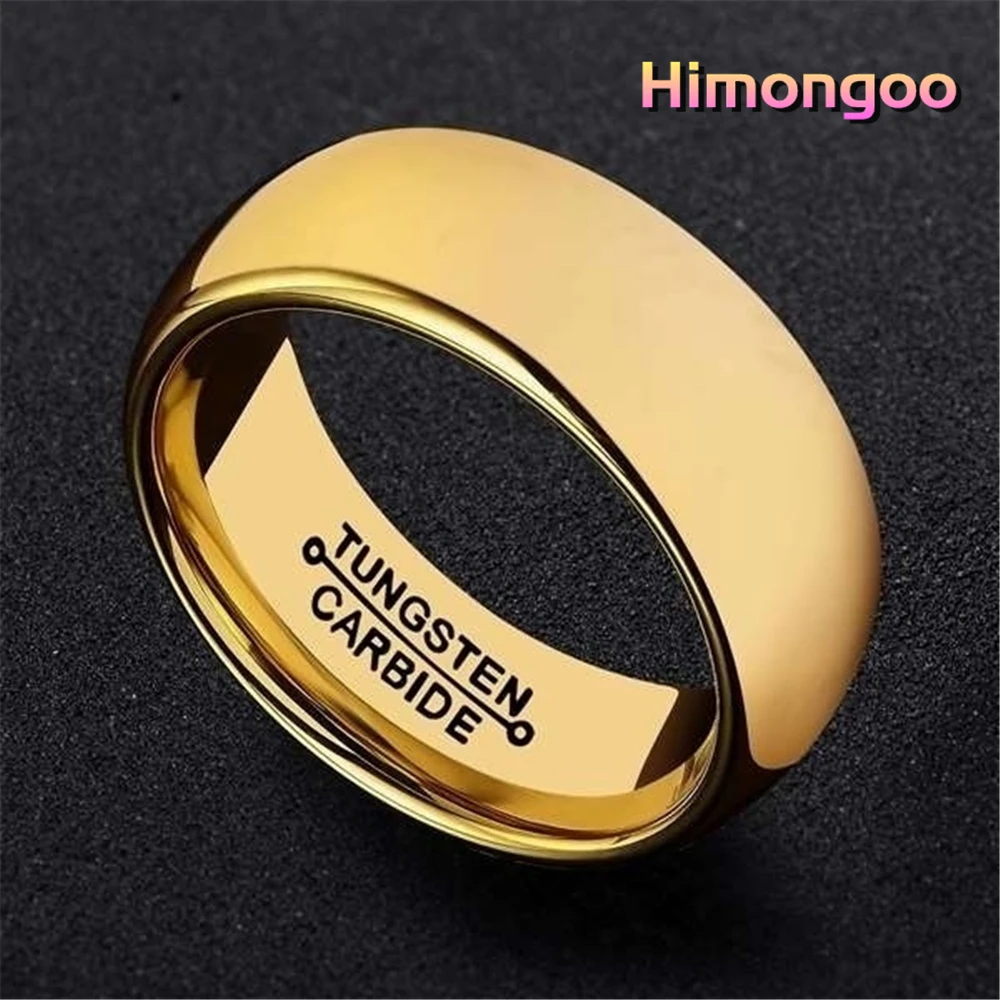 HIMONGOO 8 мм Золотое однотонное мужское кольцо из карбида вольфрама с поверхностью