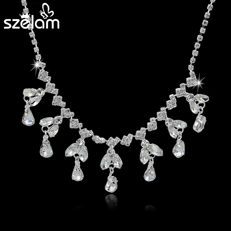 

Длинное роскошное серебряное массивное ожерелье MELIHE с кристаллами, ожерелья с кулоном в виде цветка на годовщину, с имитацией бижутерии Sne150851