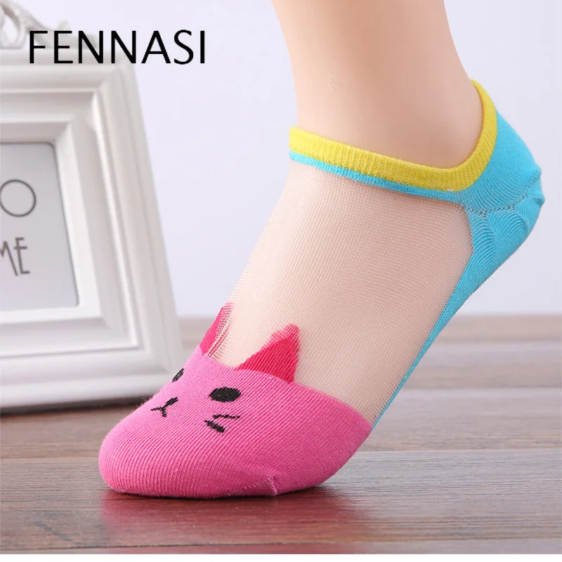 FENNASI короткие носки-башмачки модные удобные женские носки до щиколотки с котом