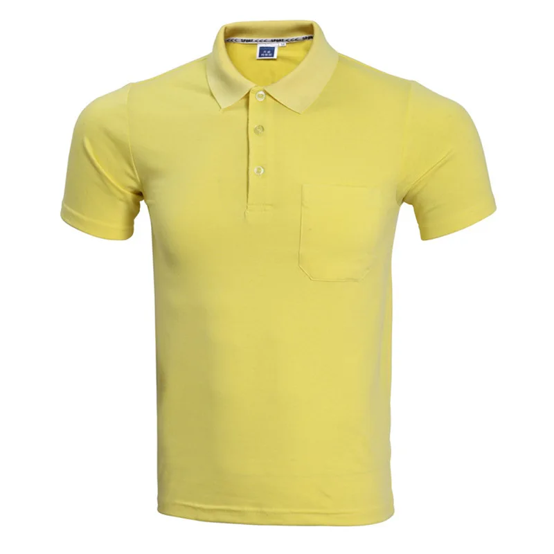Light Yellow Модная Зеленая Мужская рубашка поло Homme, Летний стиль, короткий рукав, одноцветная рубашка поло, Брендовые мужские рубашки поло 3XL - Цвет: Light Yellow