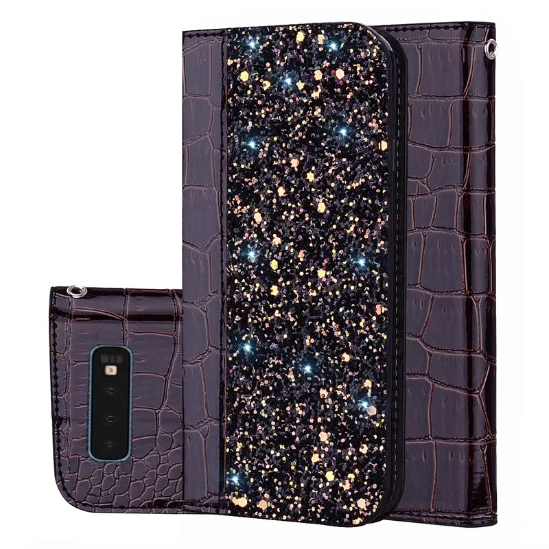 Блестящий чехол для samsung Galaxy S10 Plus S10 S10E Lite, кошелек из крокодиловой кожи, откидная крышка для samsung S10 Lite S 10, чехол для телефона