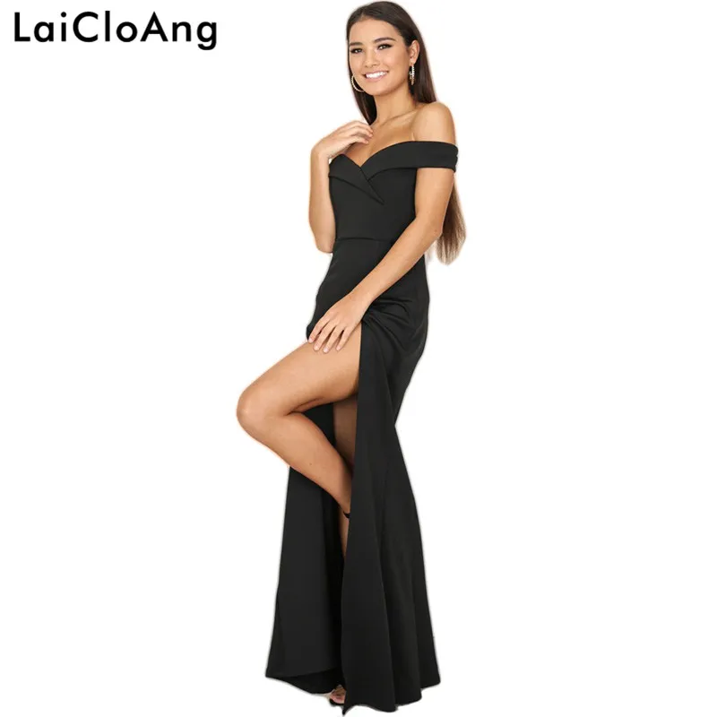 Без бретелек открыть Разделение пикантные Для женщин длинное платье новый с