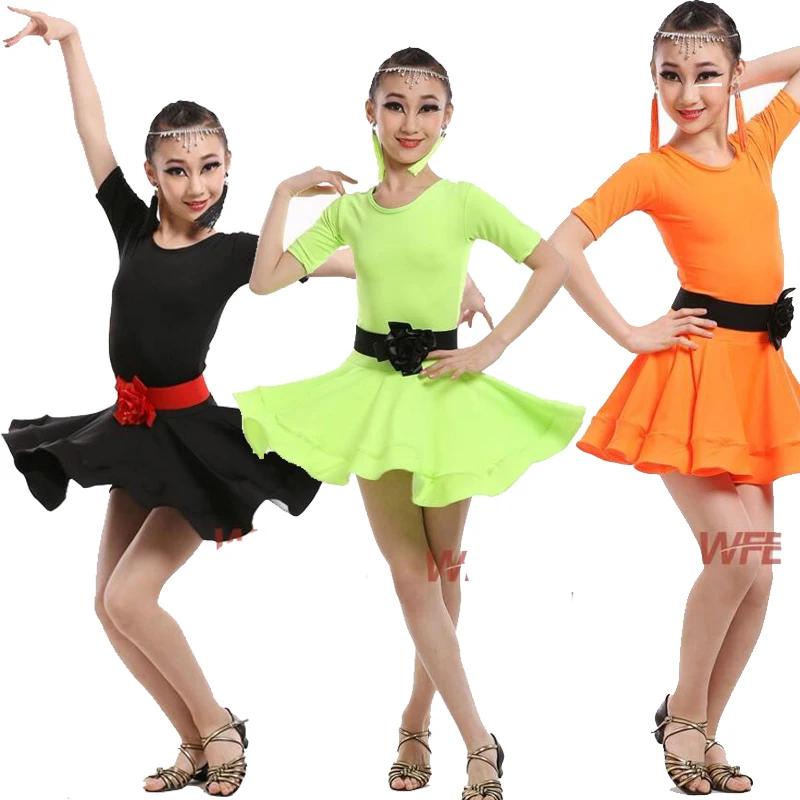 

Kids Tassels Ballroom latin dancing costumes Girls Modern dance wear dress children's Stage wear Salsa Perfoemance dance dress