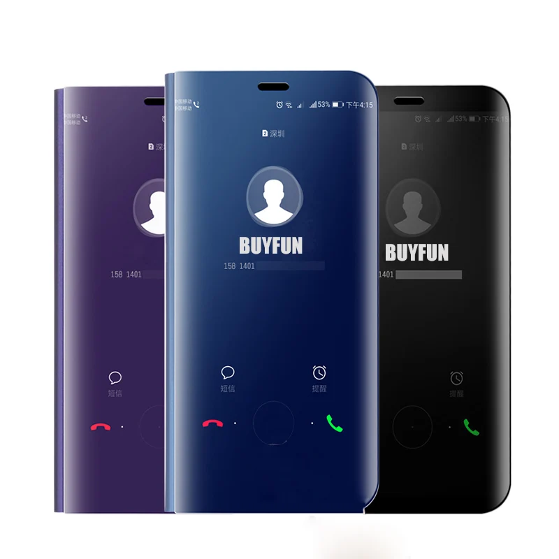 Кожаный чехол с откидной крышкой для Samsung Galaxy A30 A50 A40 умный зеркальный Чехол