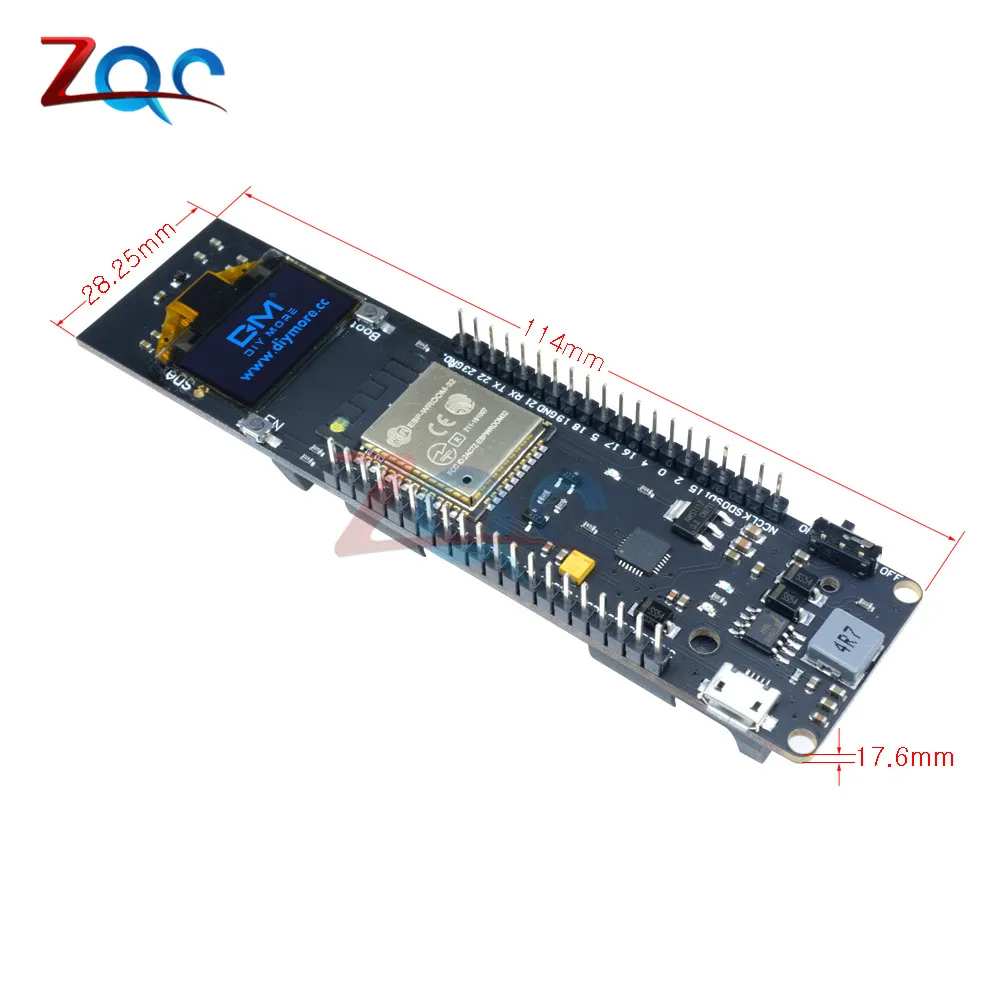 Blue Display 0,96 дюймовый oled-дисплей 18650 литиевая батарея WiFi Bluetooth щит ESP32 ESP-32 ESP8266 CP2102 модуль макетной платы - Цвет: Blue Display