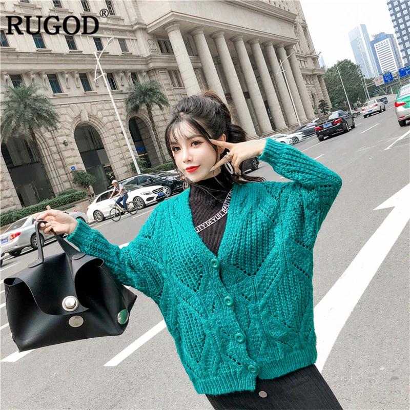 RUGOD New Casual Women Cardigans Solid Knitted Sweater Long Sleeve Warm Winter For Female Clothes pull femme |