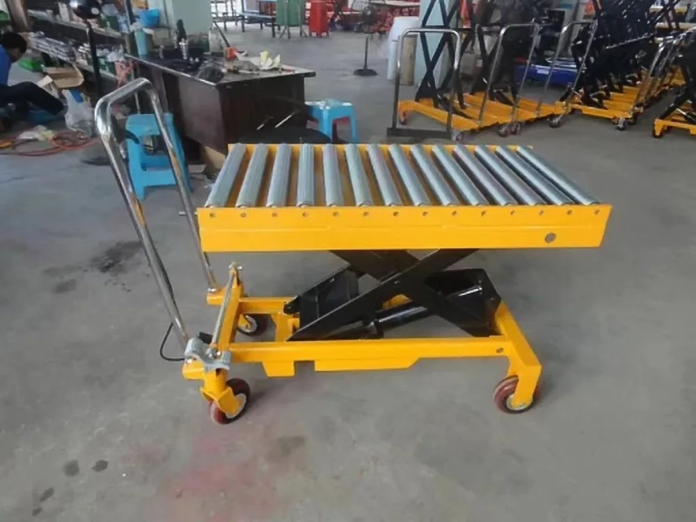 special electric scissor lift table with rollers conveying goods hydraulic |