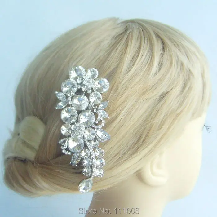 Винтажный Вдохновленный Свадебный головной убор со стразами и цветком для