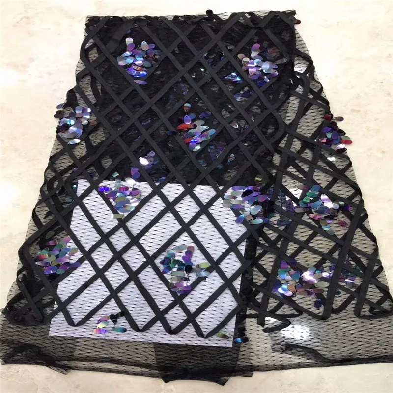 Черный розовый новинка 2019 кружевная ткань в африканском стиле с блестками