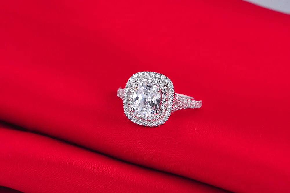 Сказочное обручальное кольцо с искусственным бриллиантом 2 ct 925 пробы серебряное