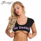 Женские вечерние Клубные Топы с коротким рукавом Yes Daddy, модные тянущиеся хлопковые кроп-топы, летние сексуальные Клубные короткие футболки
